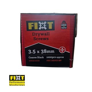 Fixt Drywall Screw 3.5 x 38mm Coarse Black Box/1000pcs