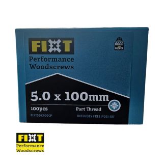 Fixt Performance Woodscrews 5.0 x 100mm Box/100pcs