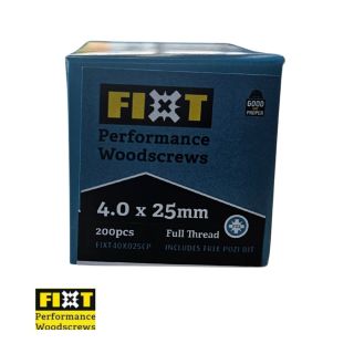 Fixt Performance Woodscrews 4.0 x 25mm Box/200pcs