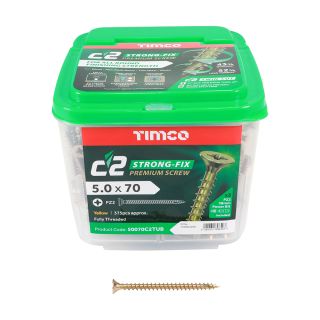 TIMCO 5.0 x 70mm C2 Woodscrews (Tub 375)