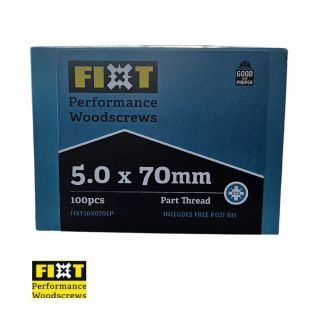 Fixt Performance Woodscrews 5.0 x 70mm Box/100pcs