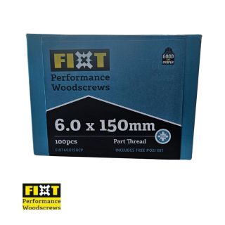 Fixt Performance Woodscrews 6.0 x 150mm Box/100pcs