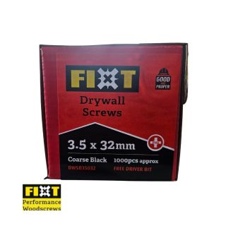 Fixt Drywall Screw 3.5 x 32mm Coarse Black Box/1000pcs